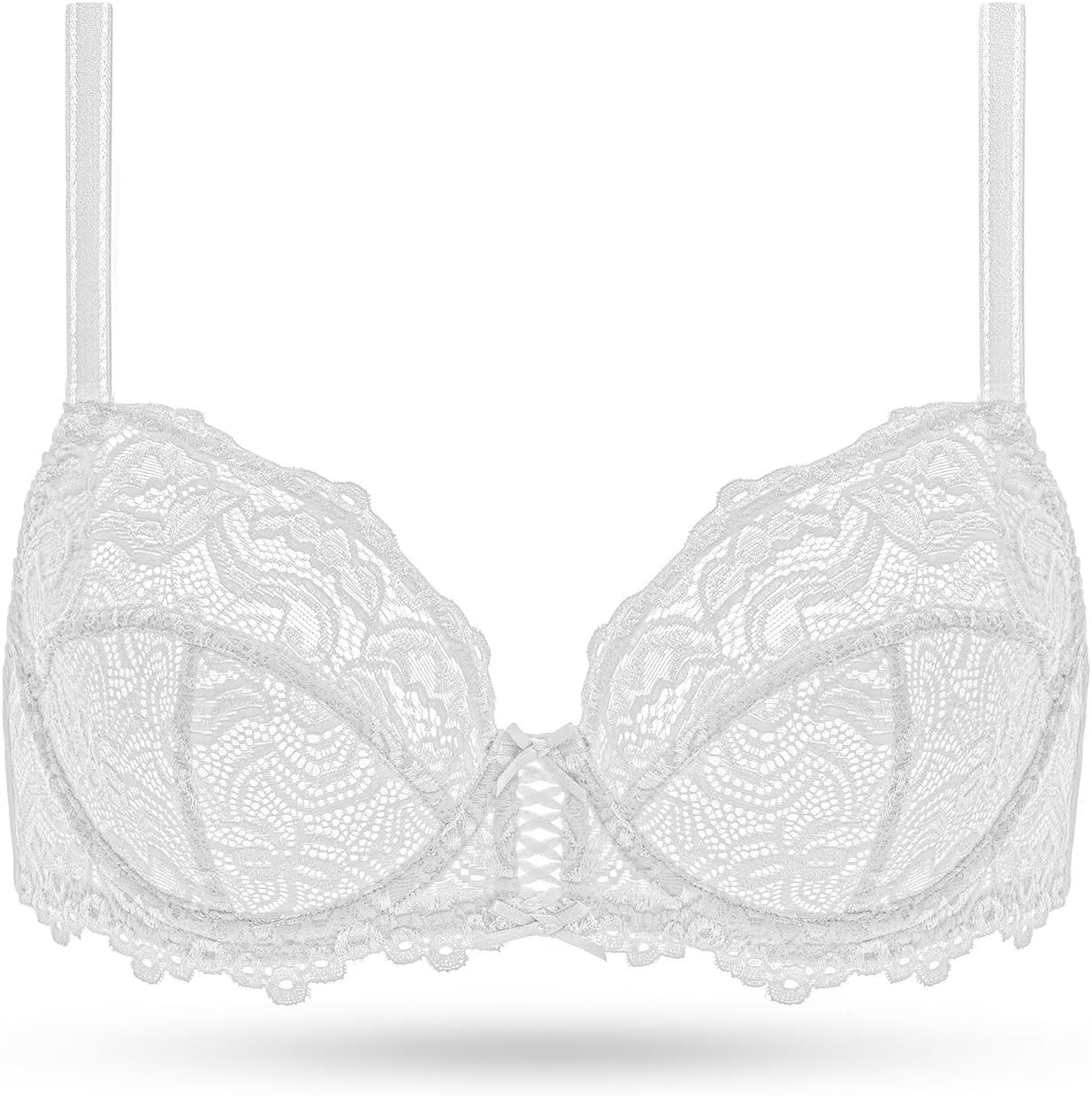 Deyllo Women’s Sheer Lace Bra Underwire Unlined Bra Full Coverage Non Padded - Image 7