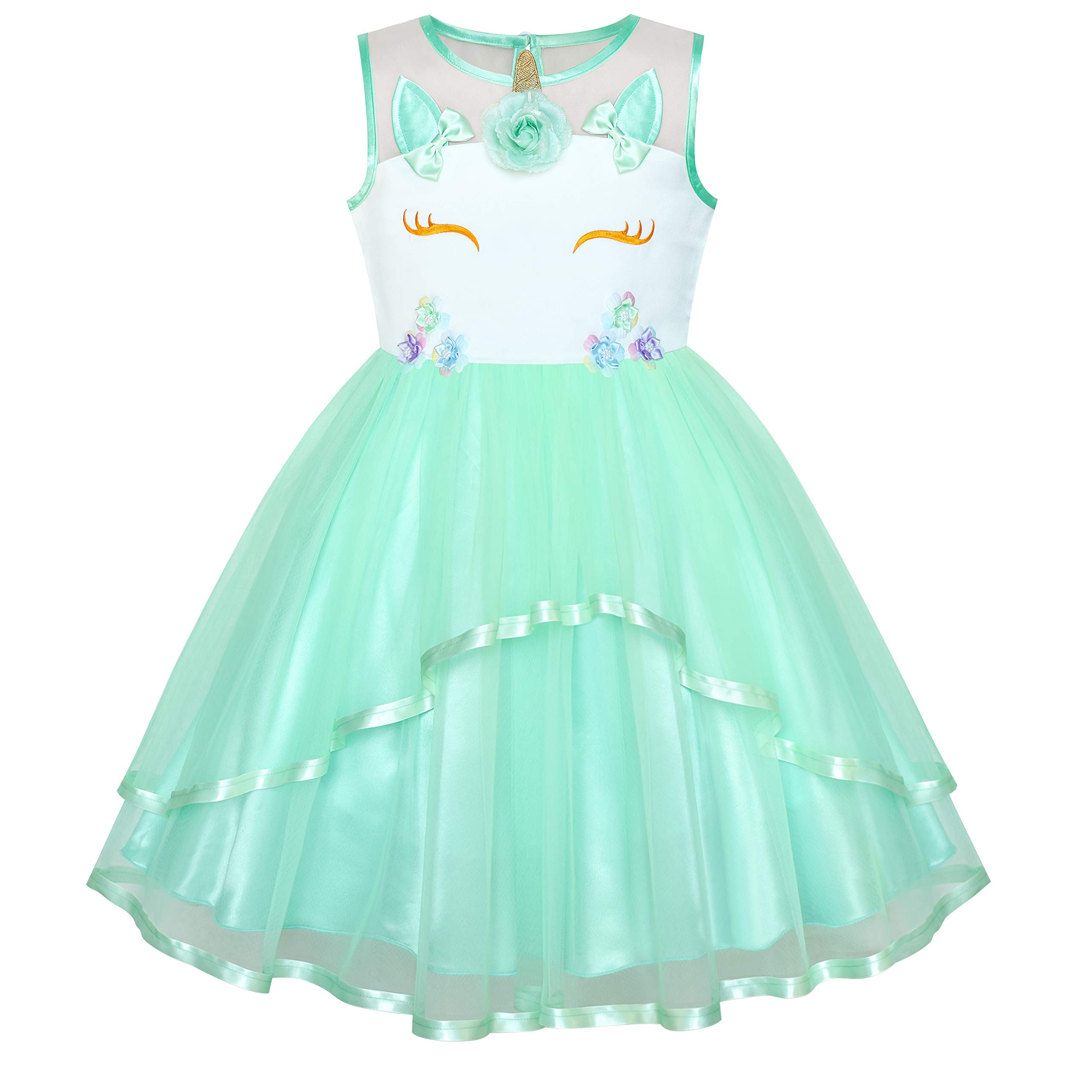 Sunny Fashion Flower Girls Dress Blue Belted Wedding Party Bridesmaid Size 4-12 — view 18