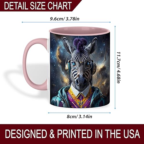 Miniatura 5 de Hipster Zebra Galaxy - Taza de café de animales futuristas, estética de ciberpunk de ciencia ficción, regalo moderno para amantes de la música, taza