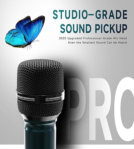 Miniatura 3 de Micrófonos inalámbricos, micrófono inalámbrico dual UHF profesional con rango efectivo de 240 pies, tasa de transmisión de 3 ms, cabezal de