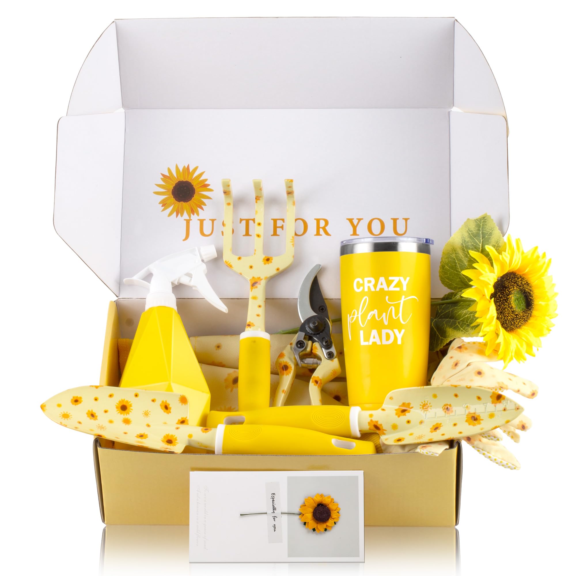 Sunflower Gardening Gifts for Women, Garden Tool Set, Heavy Duty Gardening Hand Tools with Garden Tool Bag,Yellow