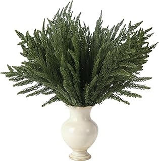 12 Pcs 18" Faux Norfolk Pine Stems Real Touch Norfolk Pine Branches for Vases Christmas Greenery Urn Filler Artificial Sprigs for Holiday Decor Wreaths Crafts Garland Indoor Outdoor