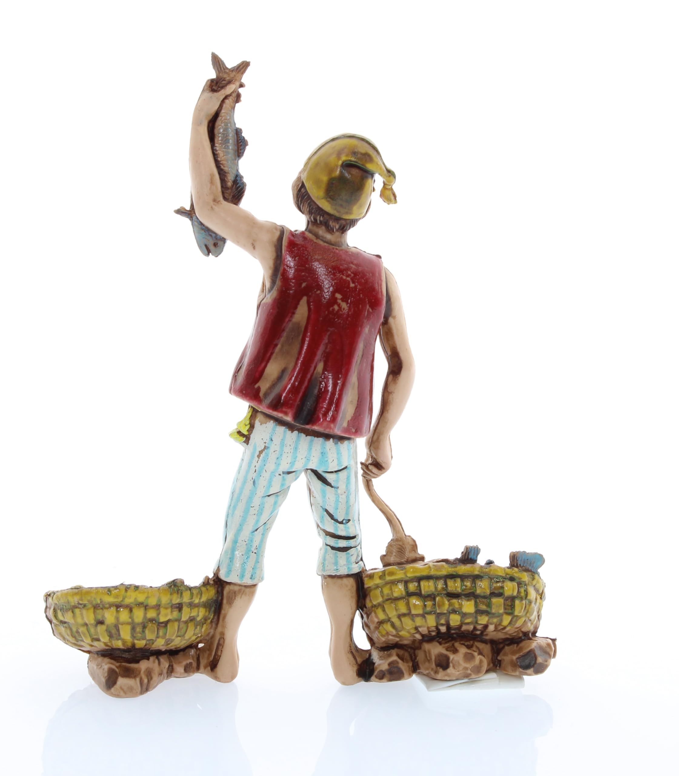 Moranduzzo Statuina Presepe 10 Cm – Donna Con Cesto E Tosatore Con Pecora – Scala 1:20 – Artigianale Italiano Di Martino Landi