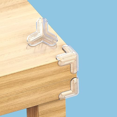 Protectores de esquina de mesa a prueba de bebés, (8 unidades) protectores de esquina transparentes en forma de T para muebles, protectores de