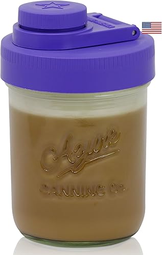 Brewing America Tarro de crema con tapa de vertido, 1 pinta (16 onzas) tarro de bola de boca ancha con tapa de vertido morada, para leche, azĂşcar y Brewing America Tarro de crema con tapa de vertido, 1 pinta (16 onzas) tarro de bola de boca ancha con tapa de vertido morada, para leche, azĂşcar y