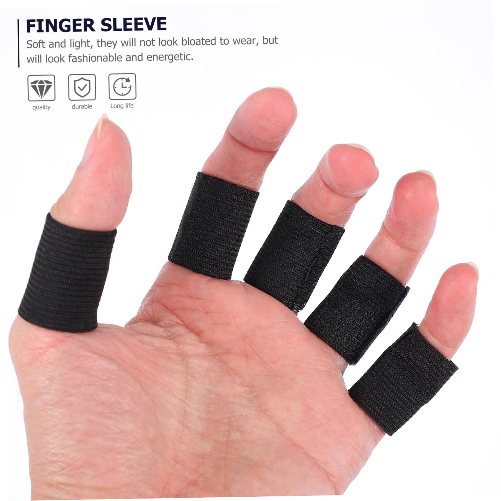 HOUDERCO 20pcs Pull Cord Finger Guards Black Sports Finger Sleeves Thumb Protectors for Fishing Tennis Volleyball