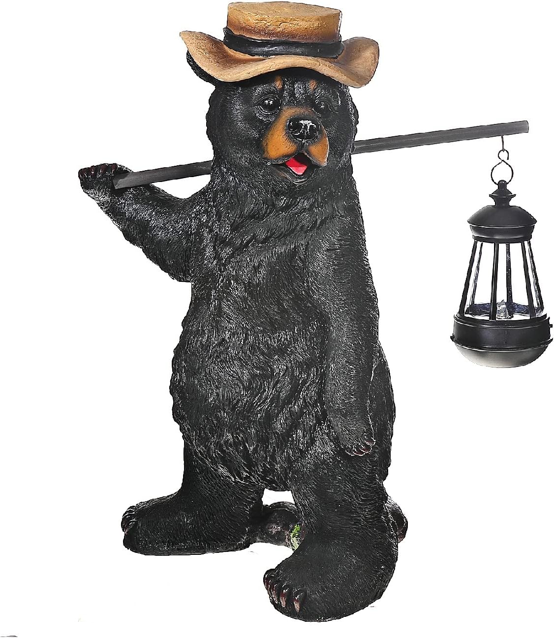 Funny Country Bear W/ Lantern Statue Outdoor Figure