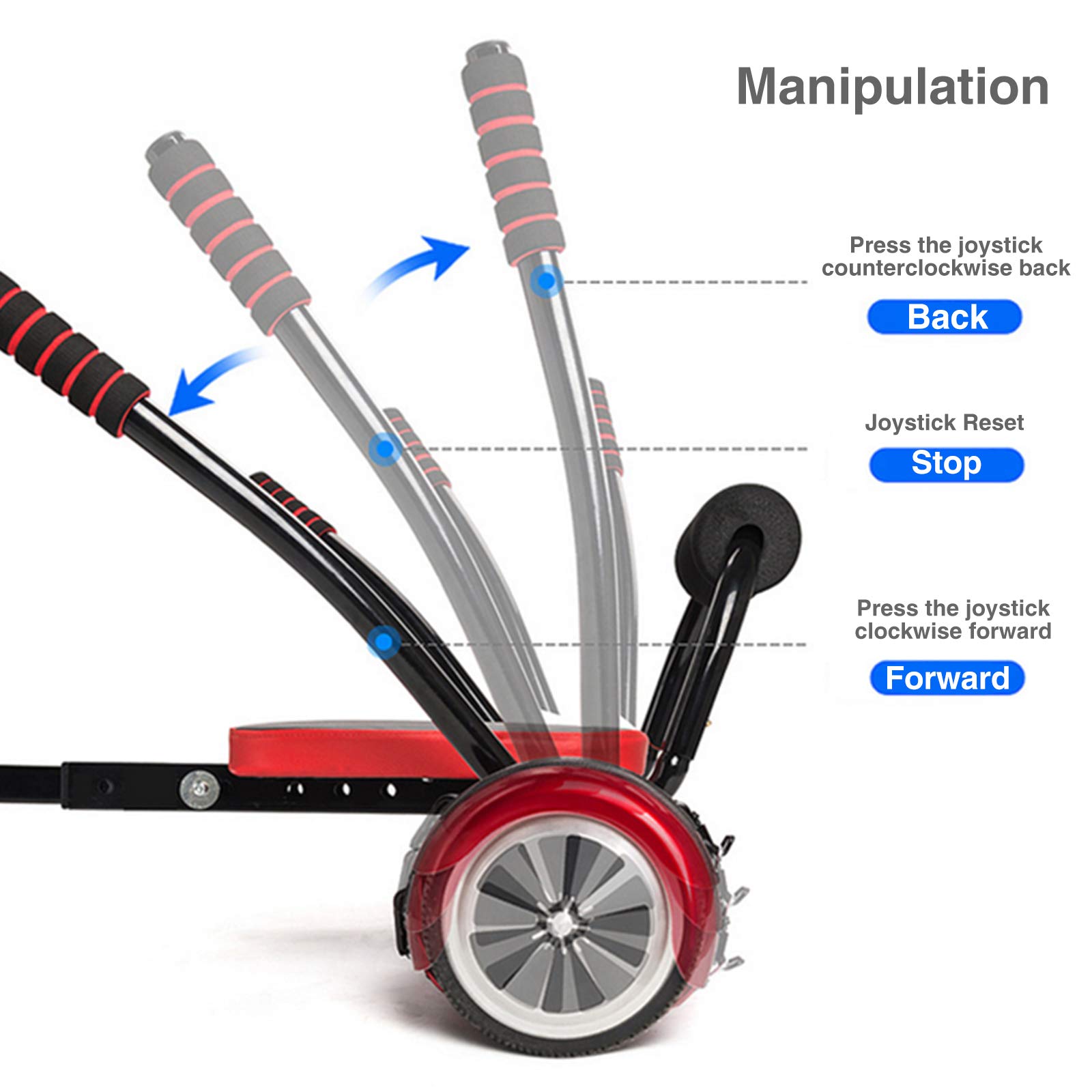 TGHY Hoverboard Seat Attachment Lightweight Go Kart Conversion Kit Transforming Self Balancing Scooter into Go-Kart Adjustable Length Compatible for 6.5'' 8'' 10'' Fits for Kids to Adults,White