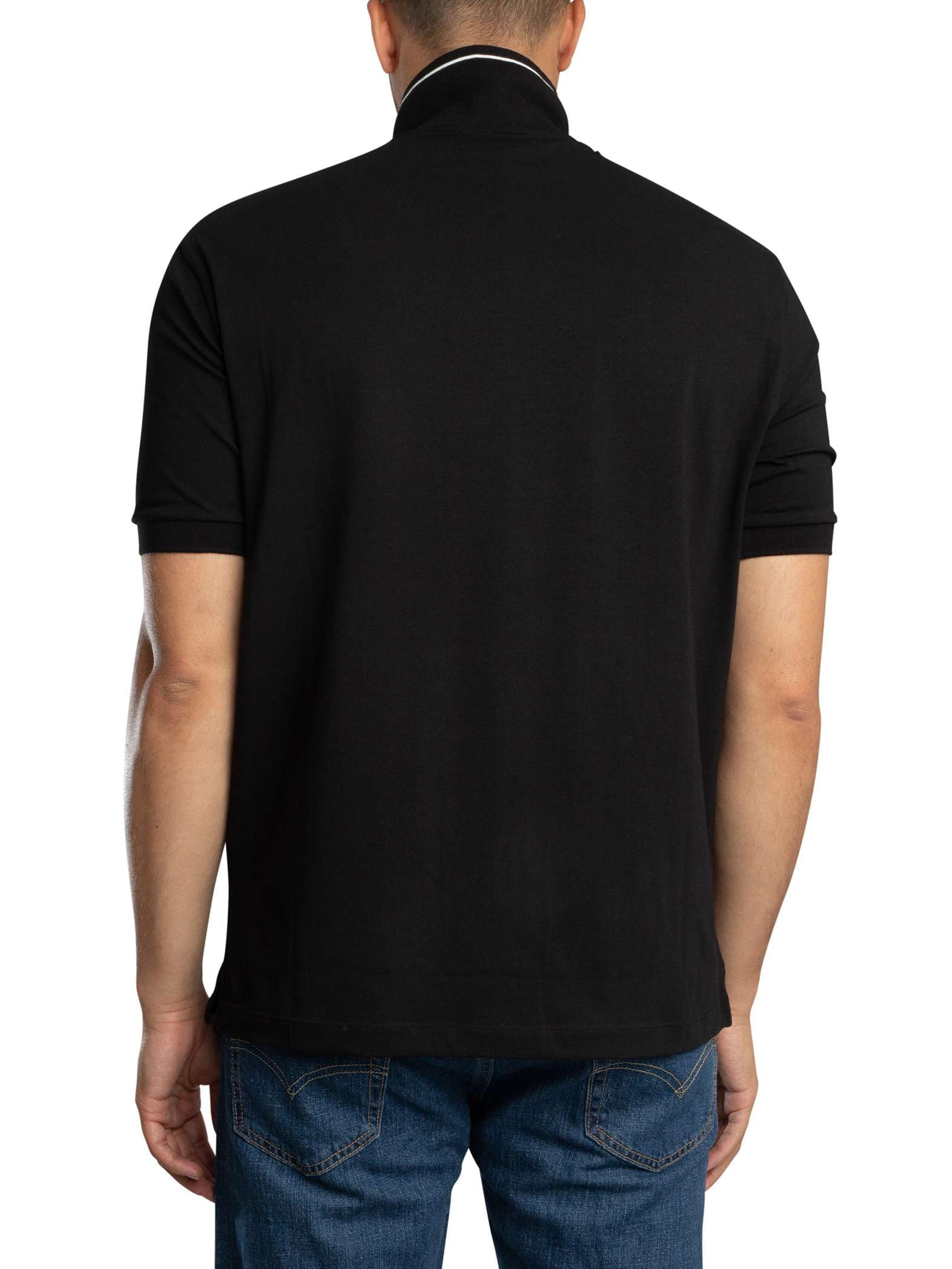 Armani Exchange Essential, Striped Collar Side Milan-Nowy Jork Logo z napisem Polo, czarny, L męski, czarne, L