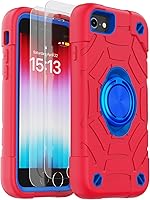 Vista 37 de KCJ Funda para iPhone SE 2022/2020, iPhone 8/7/6/6S, con [2×Protectores de Pantalla][Soporte de Anillo] Silicona Suave+PC Duro Protección Completa