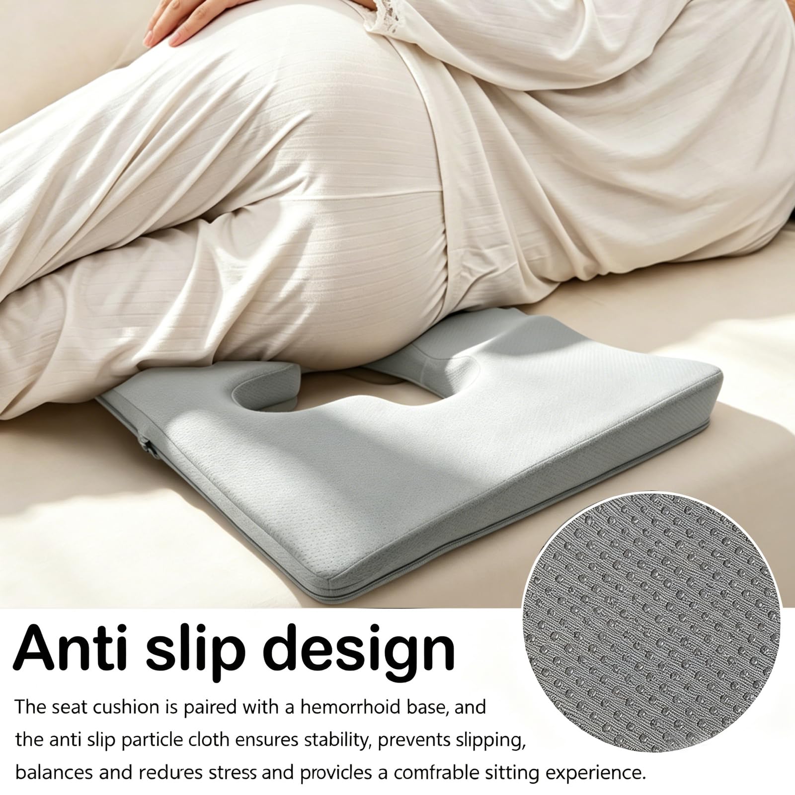 Cuscino Antidecubito, Cuscino per Seduta Emorroidario per Dolore Al Coccige Cuscino per Seduta in Memory Foam con Rivestimento in Tessuto per Persone Costrette A Letto e Lunghi Periodi Seduti