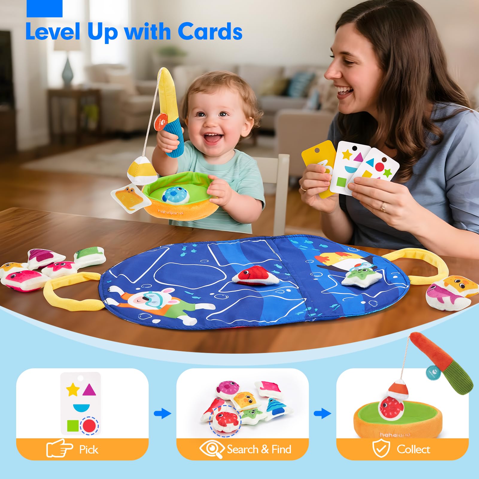 hahaland Giochi Montessori 1 Anno – 35 PCS Gioco Pesca Morbidi Montessori Educativi per 12-18-24 Mesi – Giochi Sensoriale Compleanno Regalo Bimbo Bimba 1 2 3 Anni