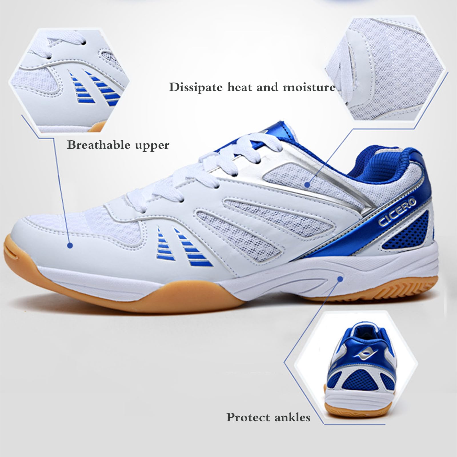 Zapatillas De Tenis De Mesa Hombre,Zapatillas para Squash Hombre,Zapatos De BáDminton Unisex Adulto,Sin Olor Peculiar,CóModos,Indicado para Paseos Diarios,Caminos O Plazas