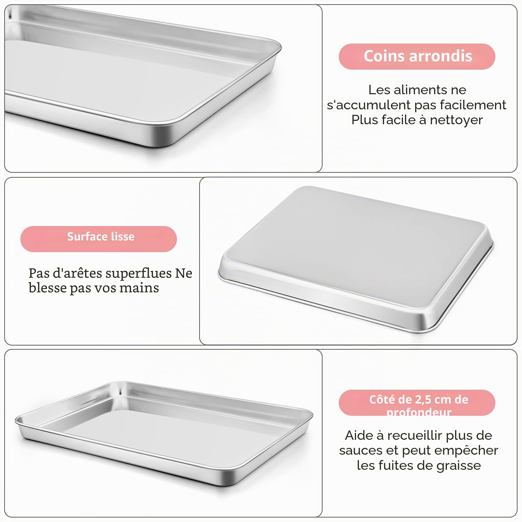 Joyfair grande Plaque de cuisson en acier inoxydable avec grille de refroidissement et à gâteau, 40 x 30 x 2,5 cm, pour rôti/refroidissement