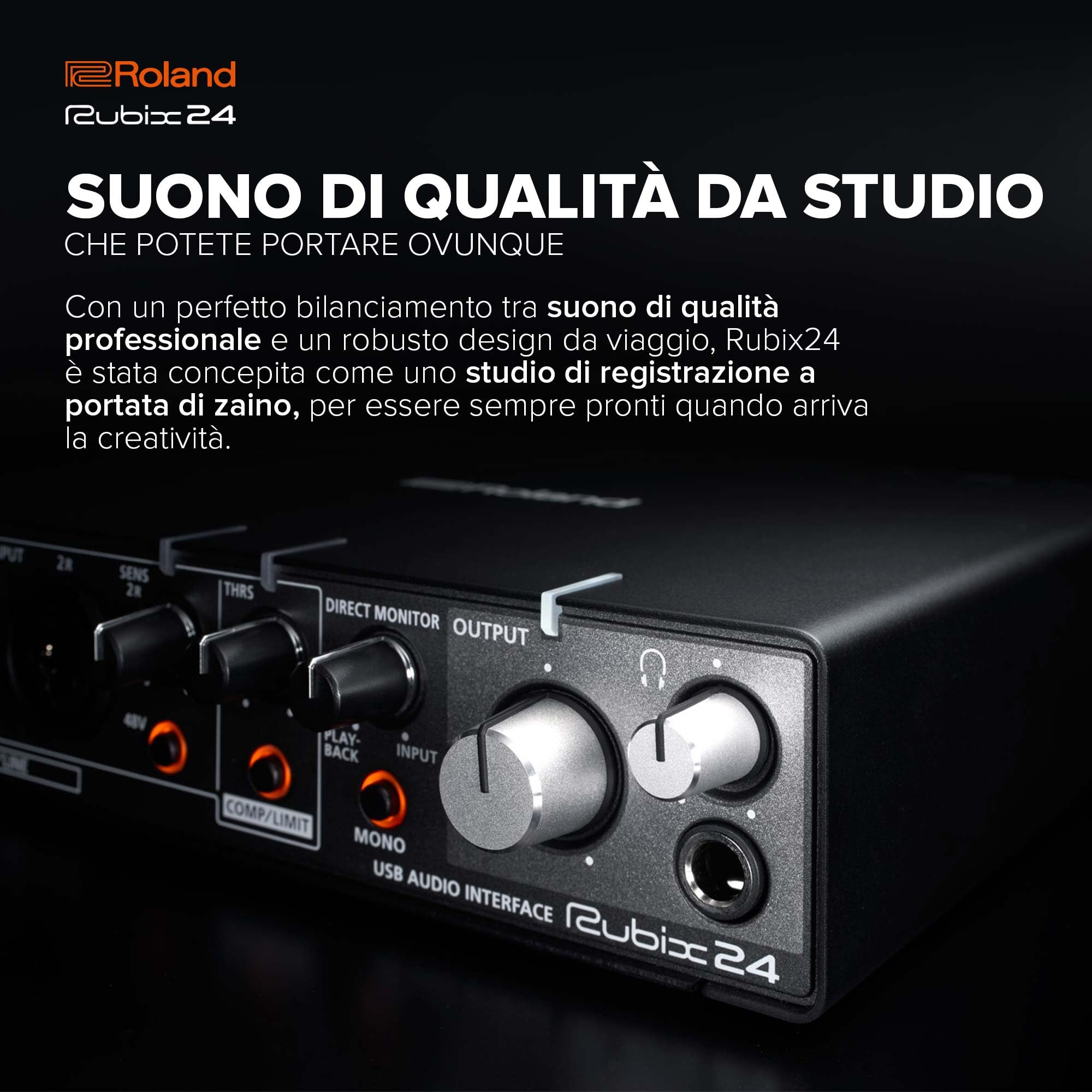 Interfaccia audio USB Roland Rubix24 2-In/4-Out | Audio ad alta risoluzione | Registrate con microfoni, chitarre, tastiere e altro | Costruzione compatta e durevole | Compatibile con Mac, PC & iPad