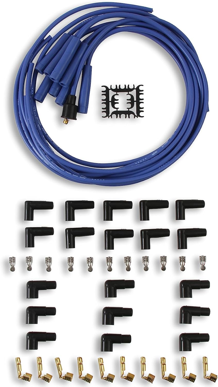 ACCEL 4040B Spark Plug Wire Set- 8mm - Blue Wire with Blue Straight Boots