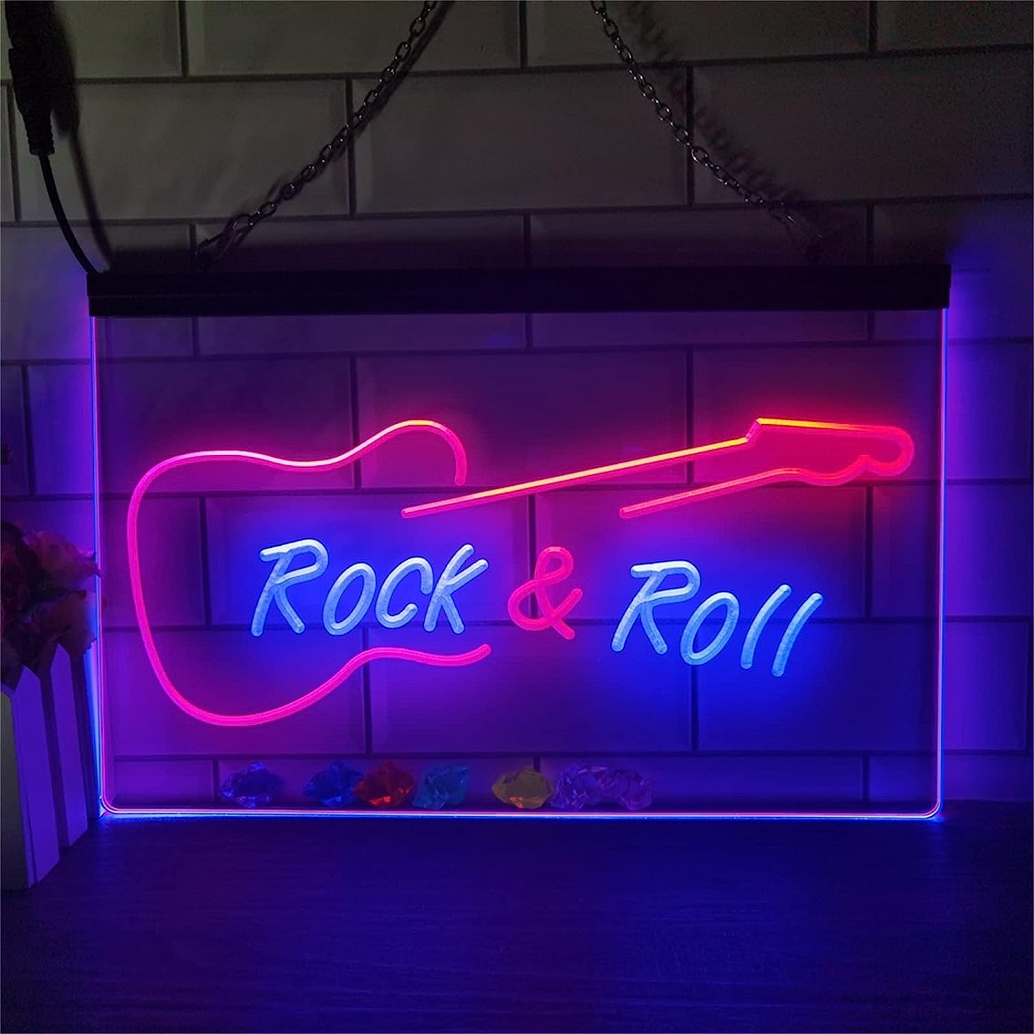 HRXOW Neon Insegne Decorazioni musicali personalizzate Luci notturne a LED Cartello luminoso da appendere alla parete personalizzabile in acrilico, 40X30 cm Logo del nome del partito del negozio del (