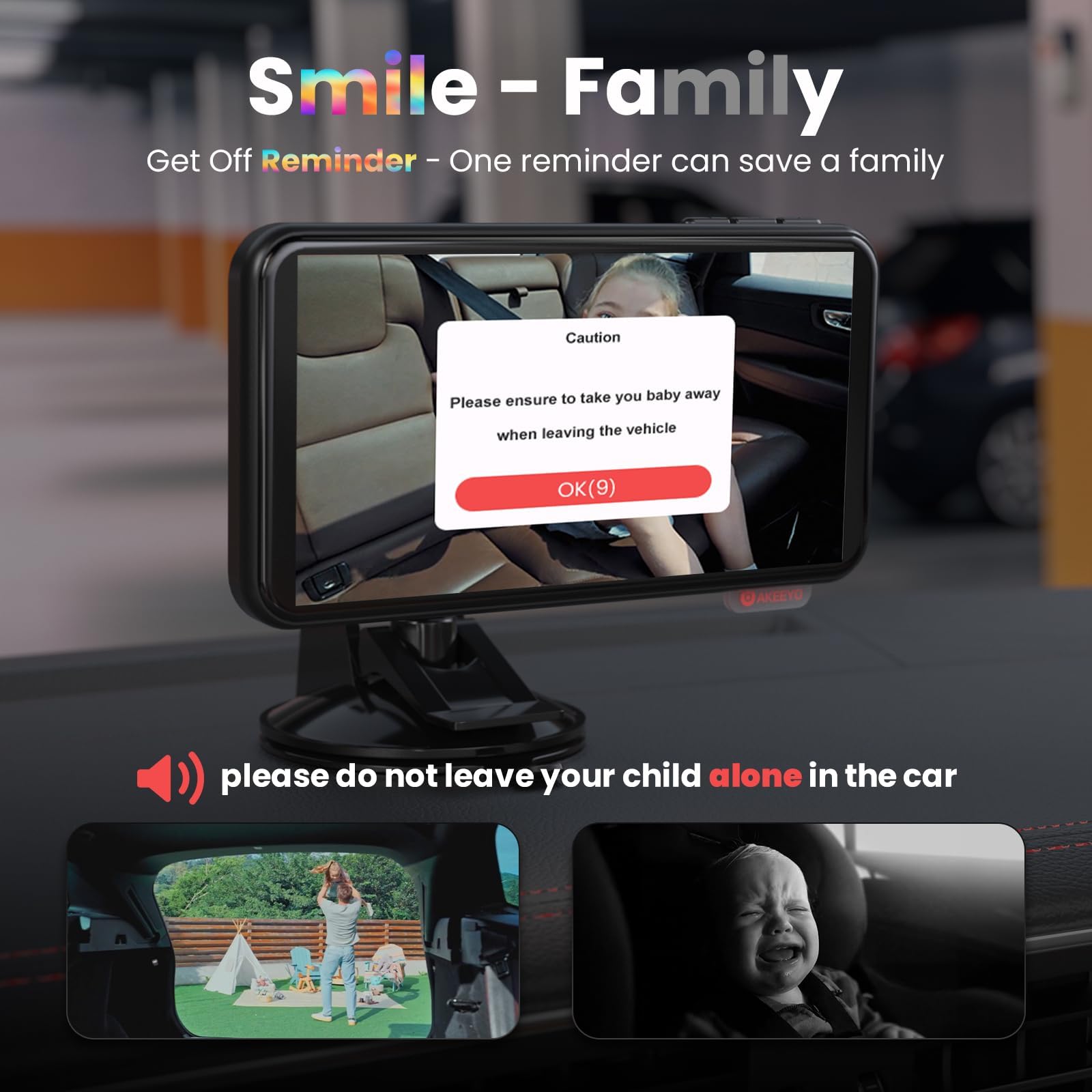 Cámara de Automóviles para Bebés,Espejo de Automóvil con Pantalla Táctil IPS de 5,5" con 1080p Orientado Trasero,Alertas para Eliminar Bebé/Mascota,Zoom 4x,Control de Aoz,WiFi, Aplicación,Akeeyo BMC-X