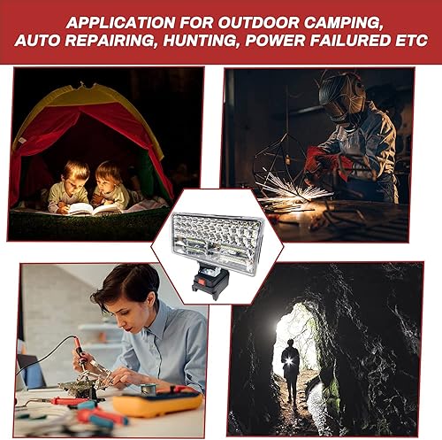 Miniatura 5 de BANUQUE Luz de trabajo para batería Milwaukee m18 de 18 V, linterna para Milwaukee M18, luces de inundación LED portátiles inalámbricas de 160 W