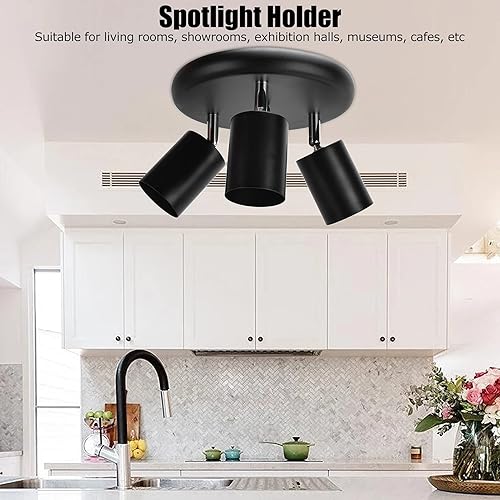 Miniatura 3 de Lámpara de techo LED con 3 focos, soporte para proyector de techo GU10, lámpara de pared giratoria de montaje empotrado, soporte de luz direccional