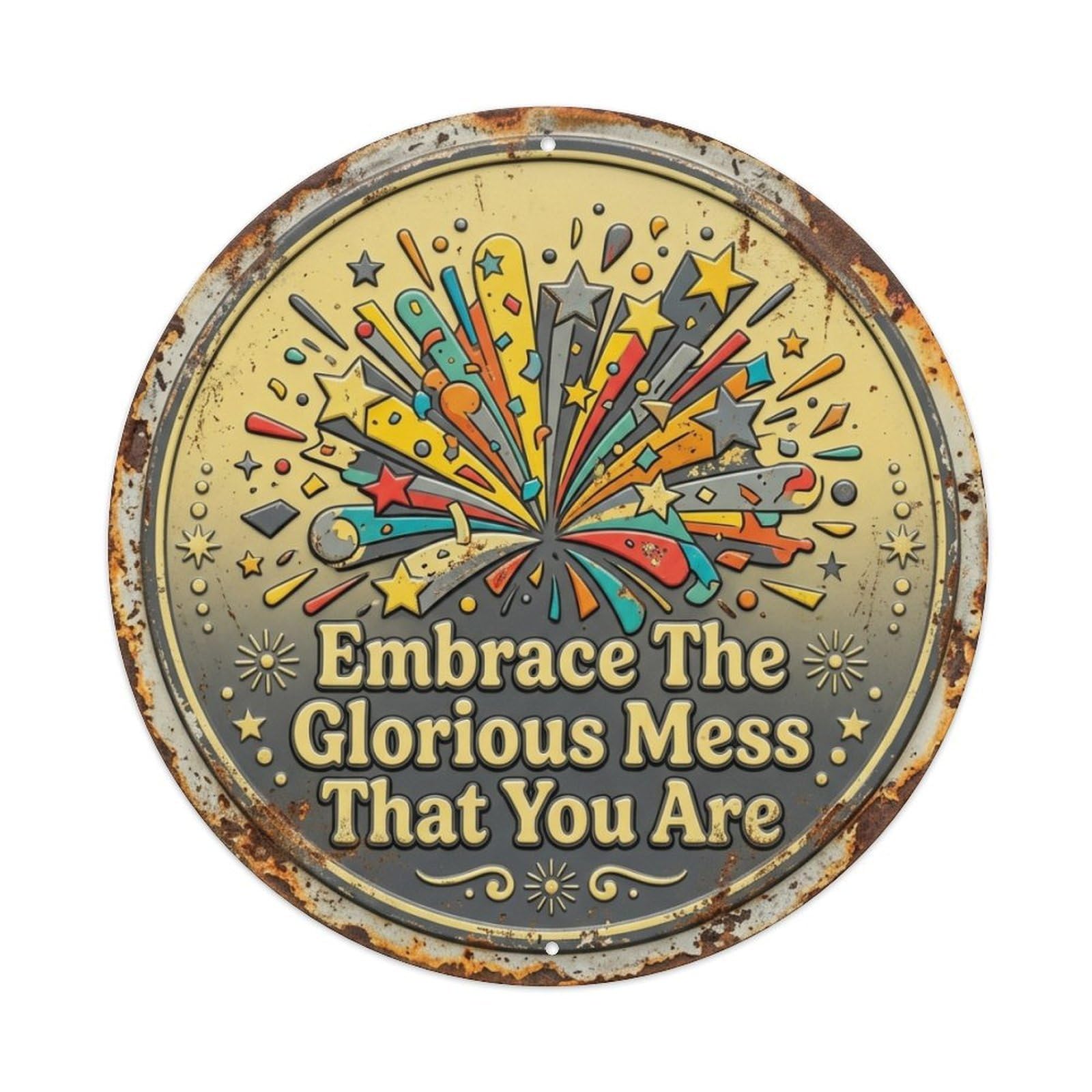 Chaos Explosion Glorious Entryway Vintage Metal Tin Sign Plaque Wall Decor for Cafe, Club Bar, Office, Garden Metal Poster 8x8Inch