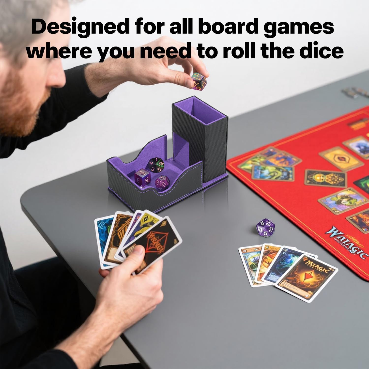 Plateau magnétique pour dés en Cuir PU, Tour de Rouleau de dés Pliable 3 en 1, étui pour Tapis pour MTG RPG DND Donjons et Dragons DND, Jeux de société de Table, Cadeau