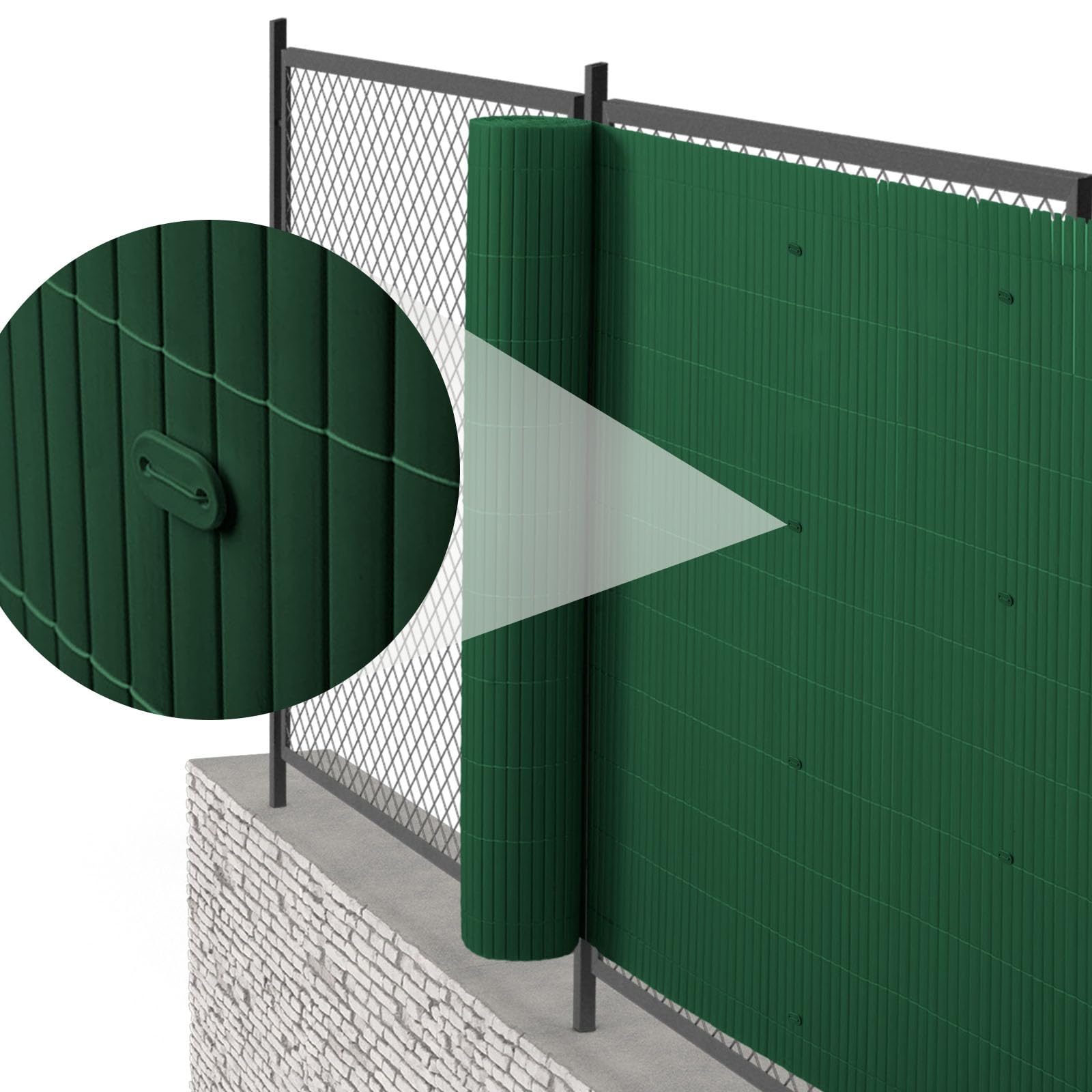 KARAT Paravento in PVC per giardino, balcone, terrazza, 180 x 300 cm, verde, protezione da sguardi indiscreti, resistente alle intemperie, come rivestimento per balcone, bordo piscina e protezione dal