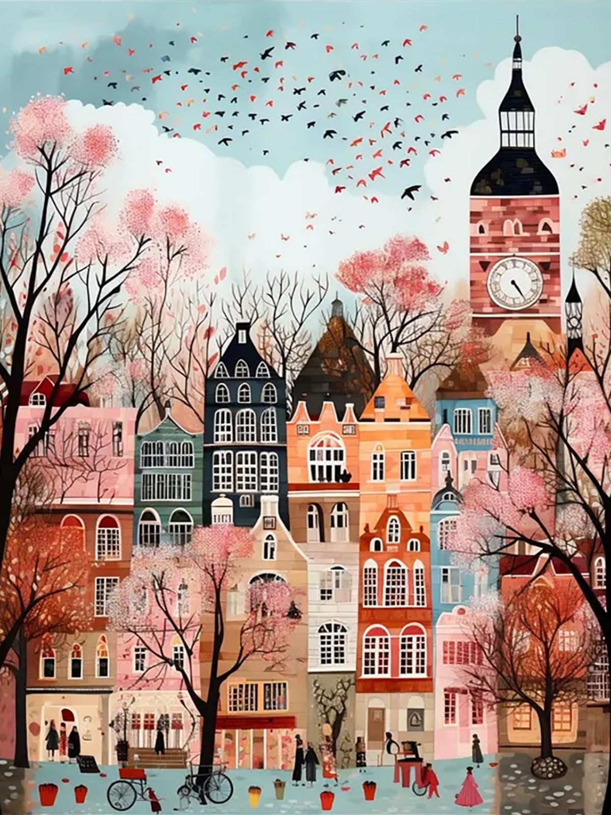 London Streets - Kits de pintura de diamantes 5D para adultos, kits de arte de diamantes para principiantes, kits de arte de gemas para decoración de pared del hogar, 11.8 x 15.7 pulgadas