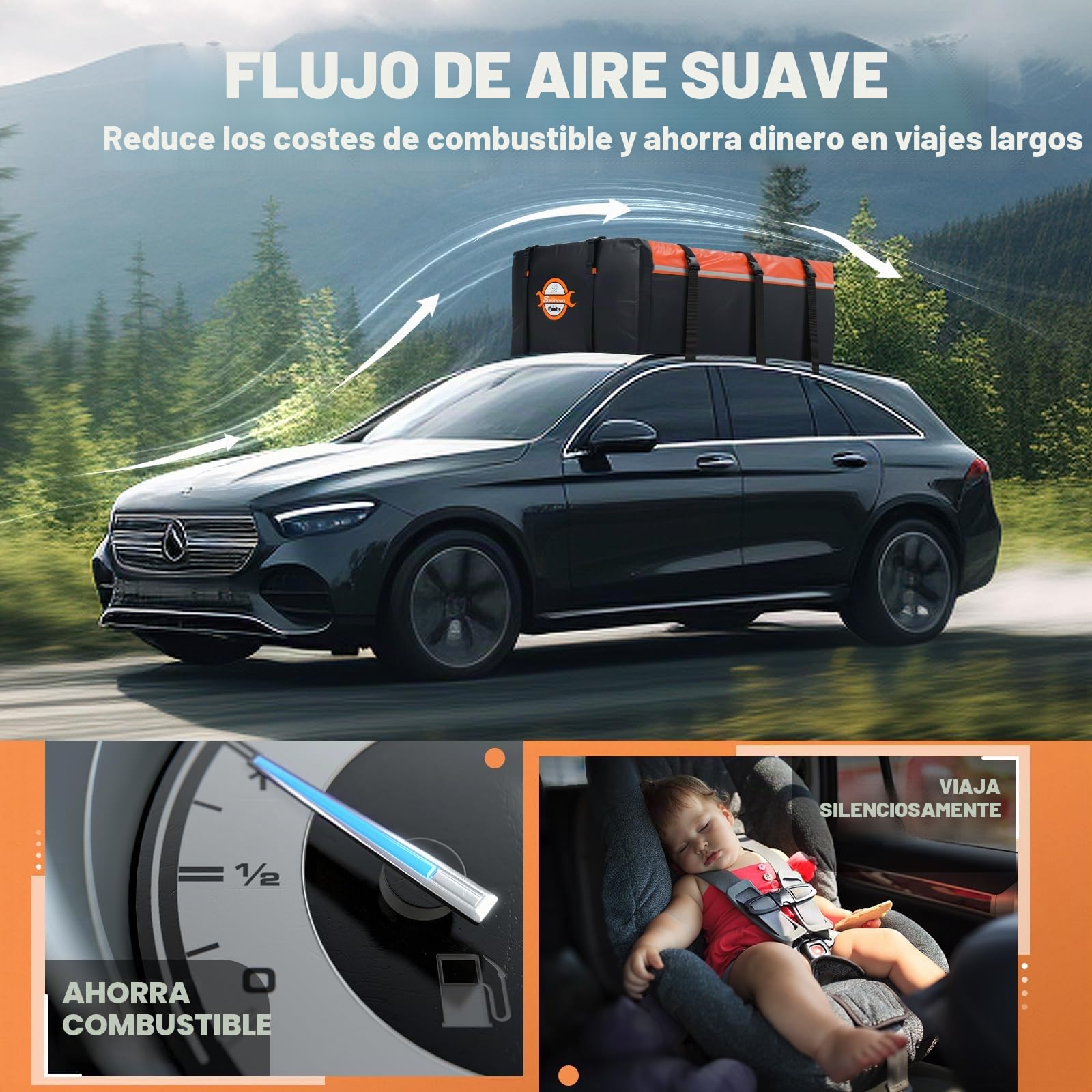 Sailnovo Techo, Coche, Impermeable, Amplio, con 6 Correas estables, Almohadillas Antideslizantes
