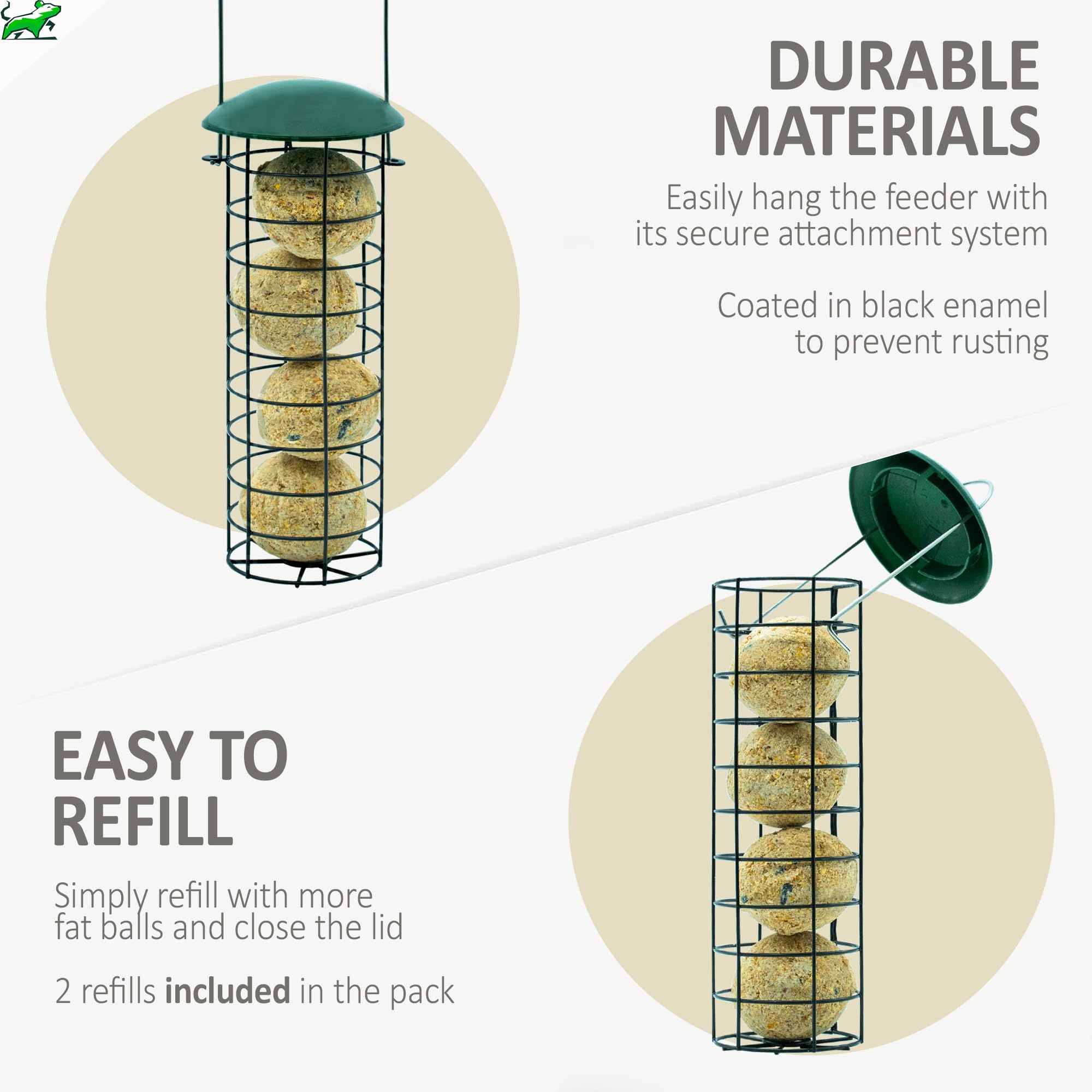 Mice&Co Fat Ball Wild Bird Feeder - Hanging Feeder Station Pre-Filled with Premium Fat Balls - Outdoor Garden Feeder - Image 4