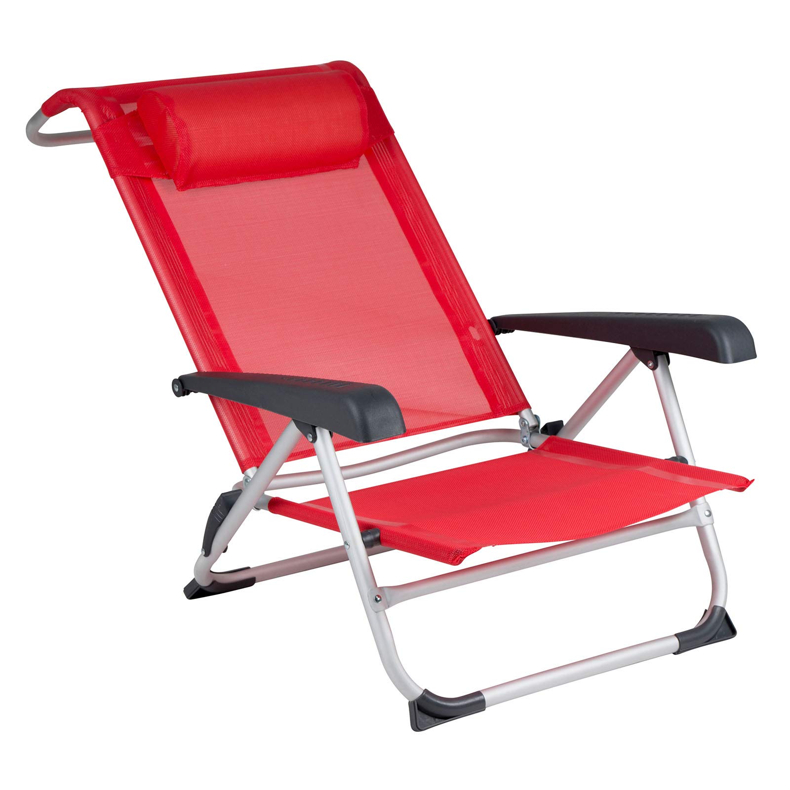 Bo-Camp Aluminiowe krzesło plażowe, leżak kempingowy, składany, krzesło ogrodowe, niski poziom 100 kg