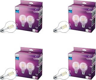 Philips LED Ultra Definition Flicker-Free Dimmable, Eye Comfort Technology, Daylight 5000K G25 Clear Glass Light Bulb, 500...