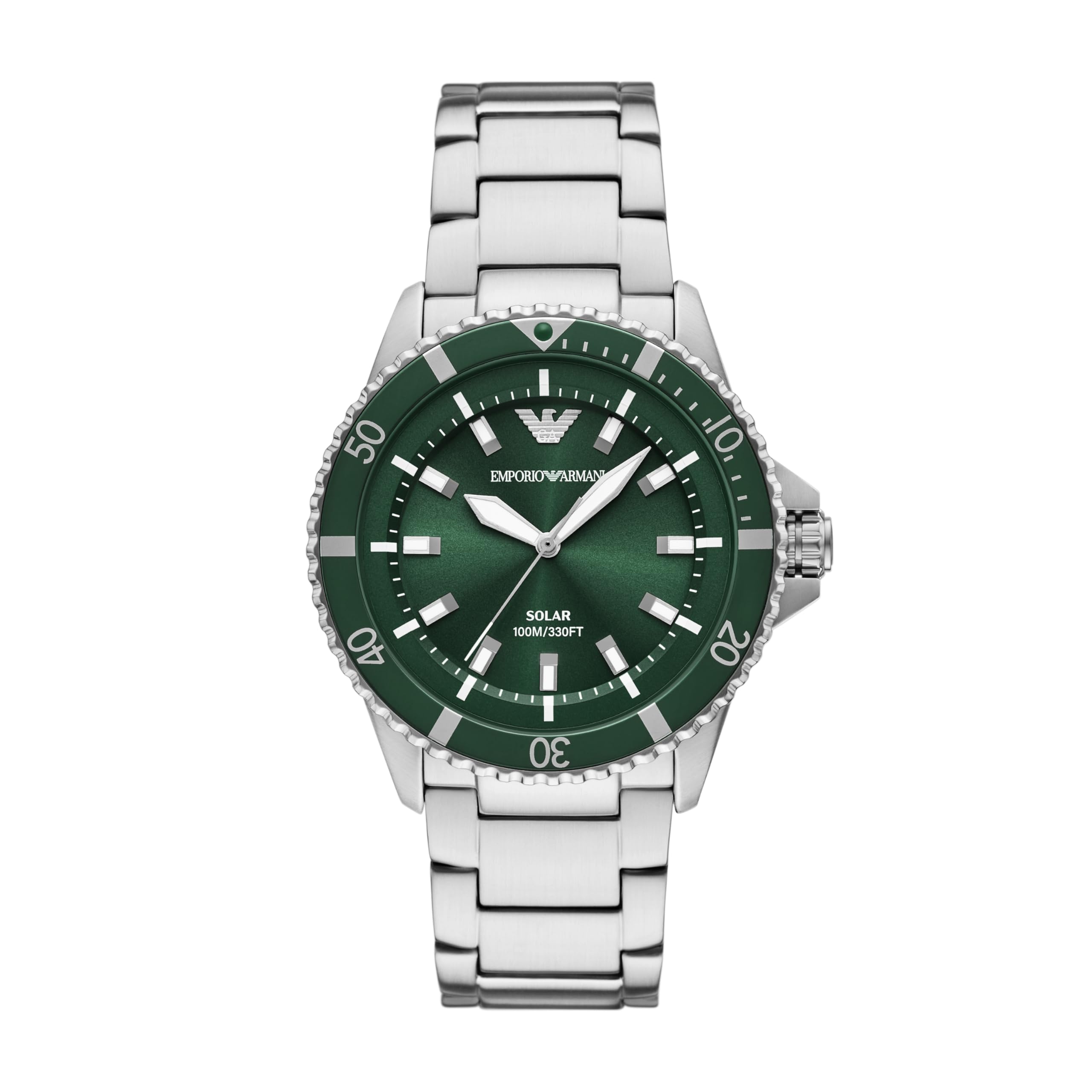 Emporio Men's World Explorer Solar-Powered Three-Hand Stainless Steel Watch (Model: AR11698)