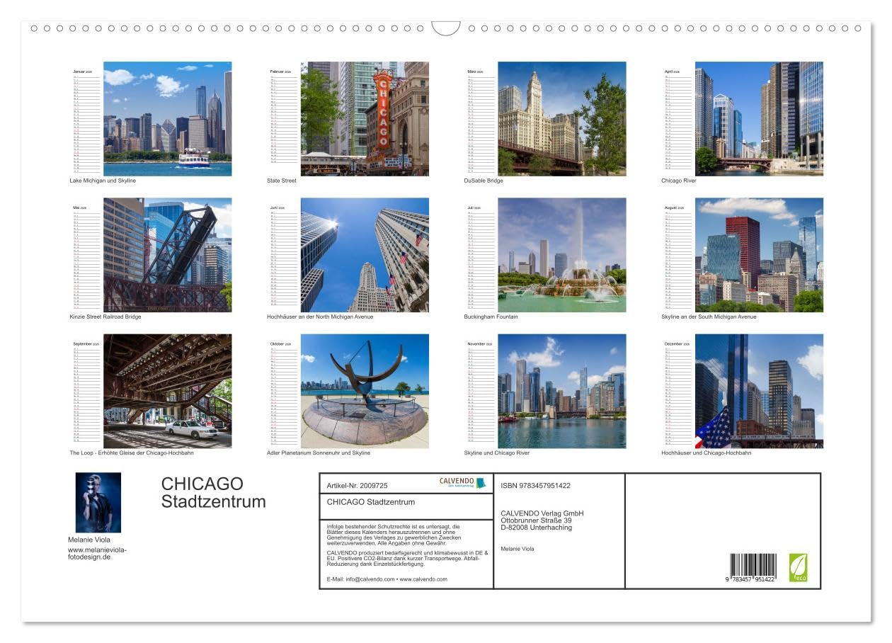 CHICAGO Stadtzentrum (Wandkalender 2026 DIN A2 quer), CALVENDO Monatskalender: Die markante US-Metropole