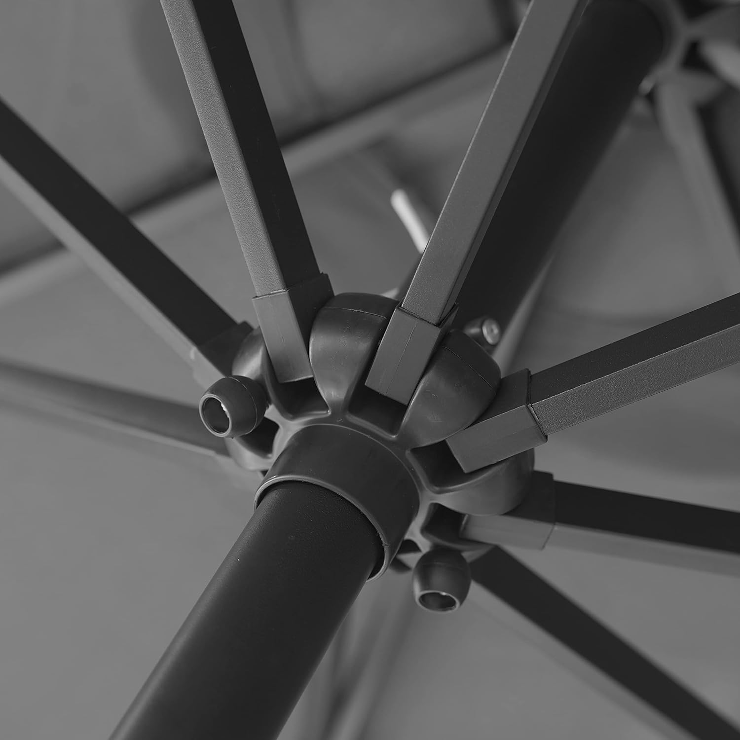 LeisureMod Sierra 9FT Patio Umbrella with Solar LED Lights, 24 LEDs Umbrella Outdoor Table Umbrella with Crank Lift, Fade-Resistant Polyester, Black Steel Frame for Deck Garden Pool Backyard