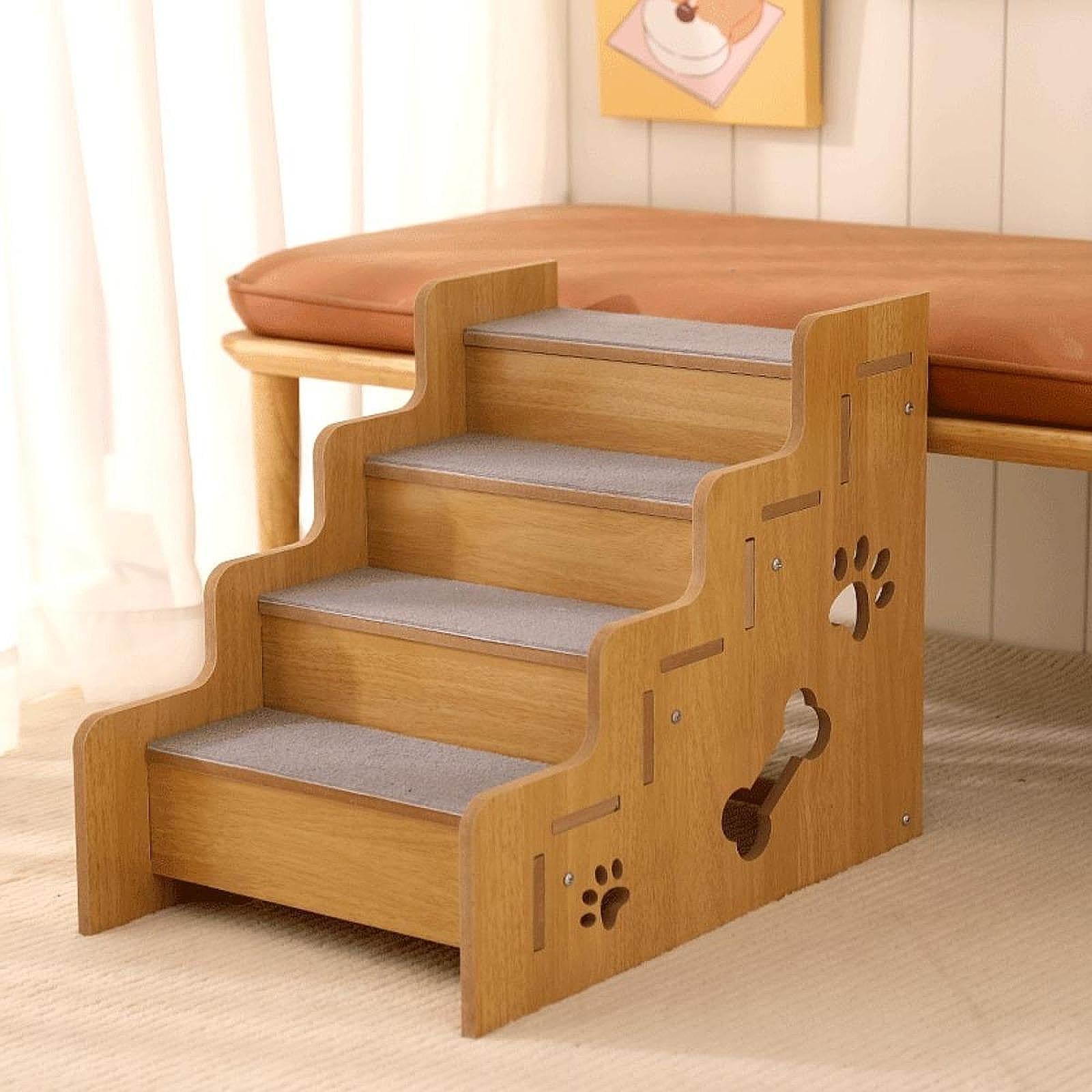 Treppen für Erhöhte Betten, Treppen für Hunde Und Katzen, Unverzichtbar für Welpen, Tragbare Und Stabile Treppen für Hunde Und Katzen, 4 Schritte