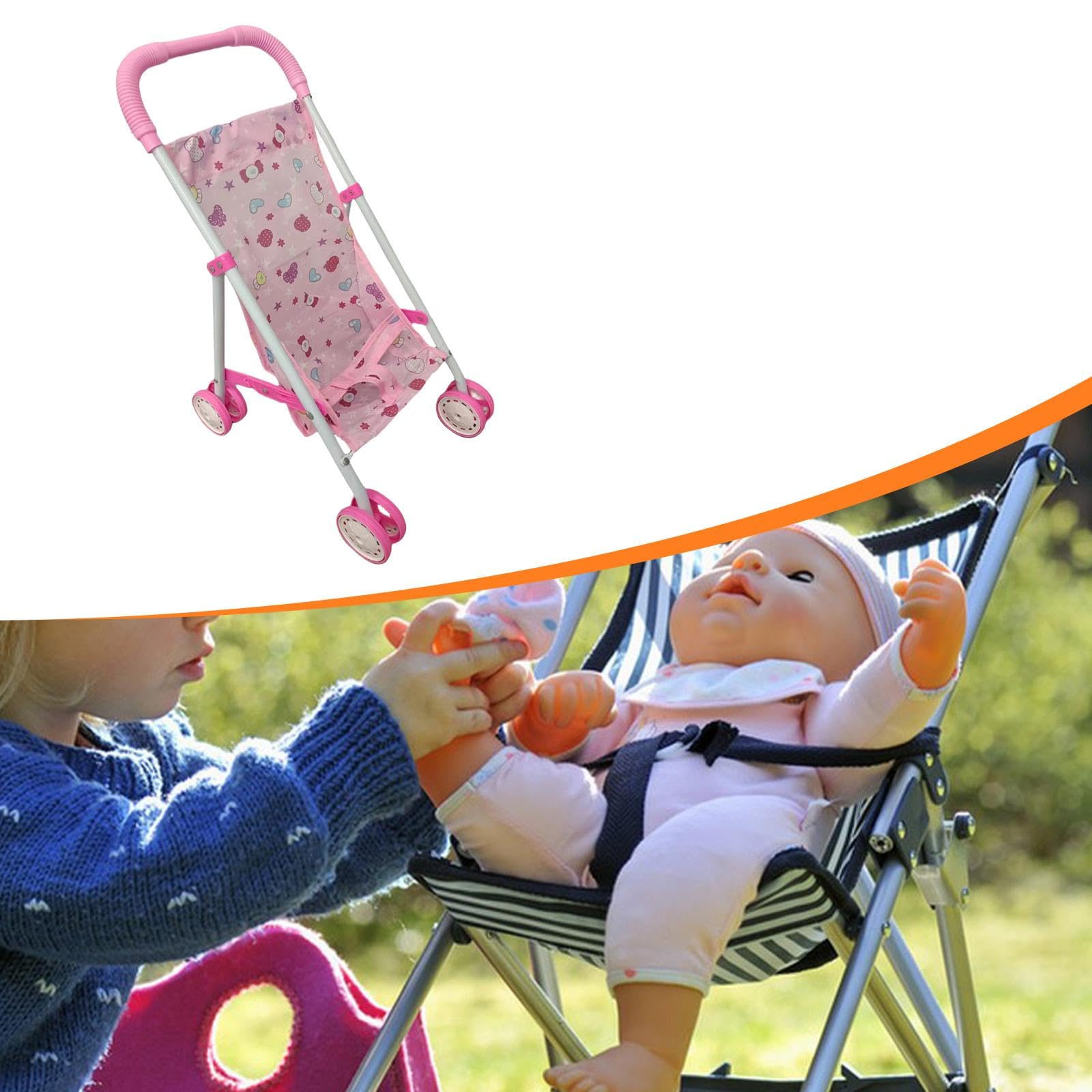 Cochecito de Muñecas Carro Juguete Accesorio para Muñecas Plegable Mini Silla Material Resistente PP Y Tela Adecuado para Juego de I