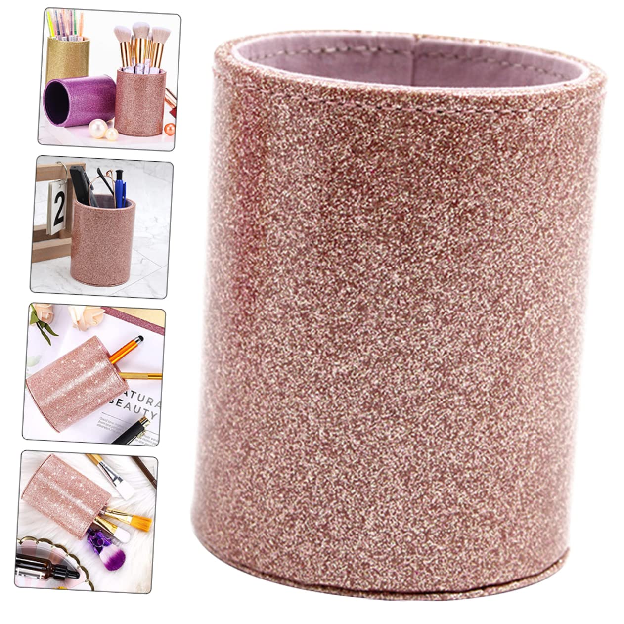 Abaodam 4pièces Porte-stylo Pu Pailleté Organisateur De Bureau Multifonctionnel Pour Crayons Et Pinceaux De Maquillage Rangement Élégant Et Pratique Pour Décoration De Bureau