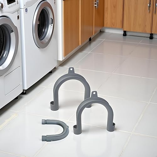 Miniatura 7 de Soporte de manguera de drenaje para lavadora de ropa gris, 2 piezas, en forma de U, adaptador de gancho de manguera para lavadora, lavadora, guía de