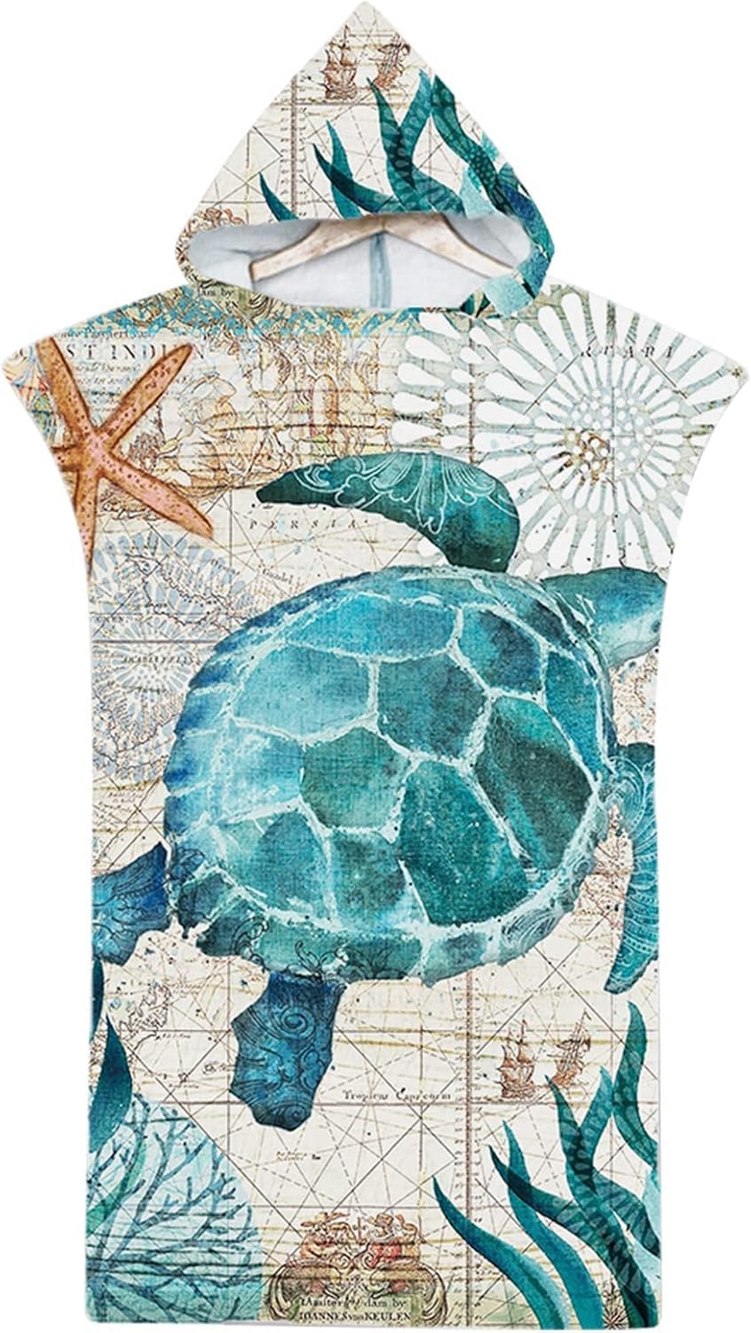 Surf Poncho, Mikrofaser Strandtuch Poncho 75X110cm, Badeponcho für Erwachsene und Jugendliche