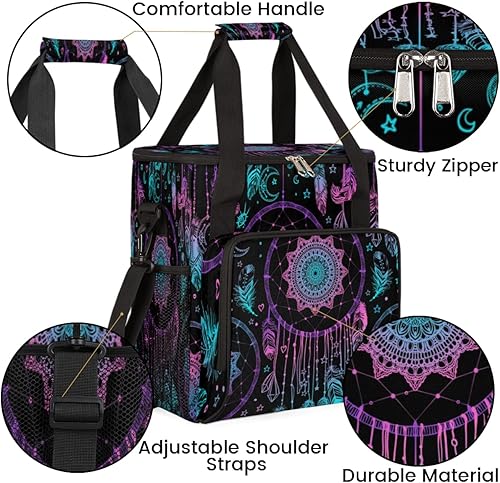 Miniatura 6 de Dreamcatcher - Bolsa de transporte para cafetera de mandala, bolsa de almacenamiento de viaje compatible con K-Mini o K-Mini Plus, estuche portátil