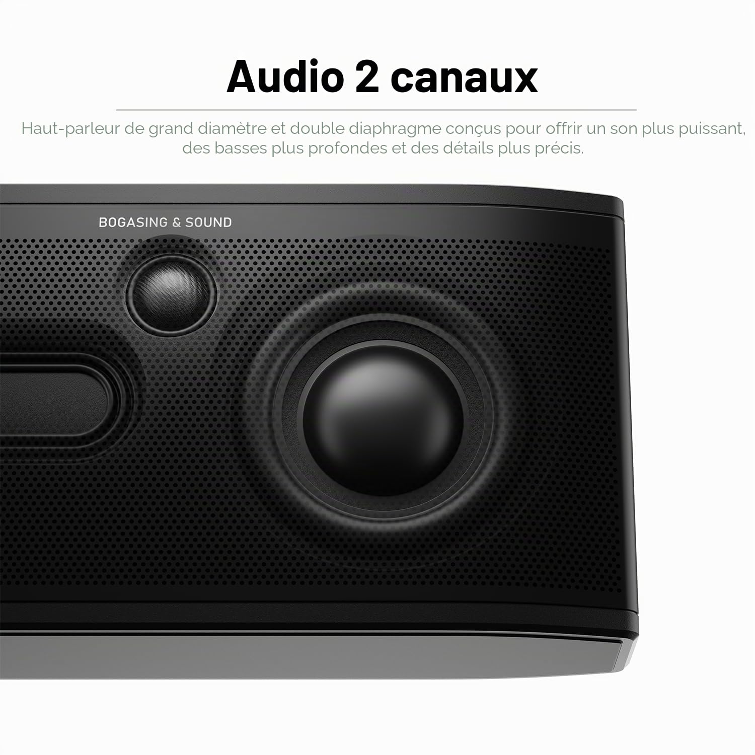 BOGASING Era S9 Pro Enceinte Bluetooth Puissante, Haut Parleur avec Audio 2 Canaux et Deux radiateurs passifs, 48H Autonomie, EQ, TF Carte, AUX, Microphone Intégré, Enceintes pour la Bureau (Noir)