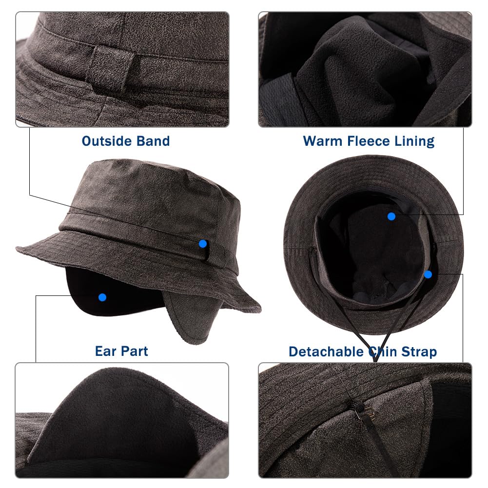 TOP-EX XXL Gorro unisex de invierno, cálido e impermeable, con forro polar, para exteriores para días lluviosos fríos, ajustables, plegables, resistentes al viento