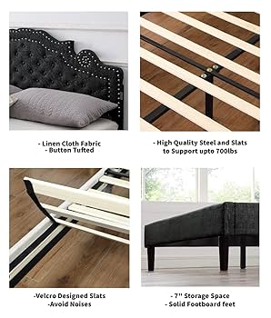 Amazon.com: Full Upholstered Platform Bed Frame with 47