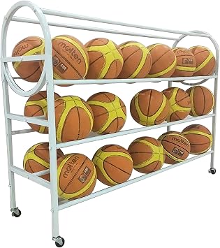 Ball Storage Rack Holds 35 Basketballs, Basketball Racks for Balls with Wheels,Iron Basketball Display Stand Equipment, Ball Cart Ball Racks for Garage Ball Holder