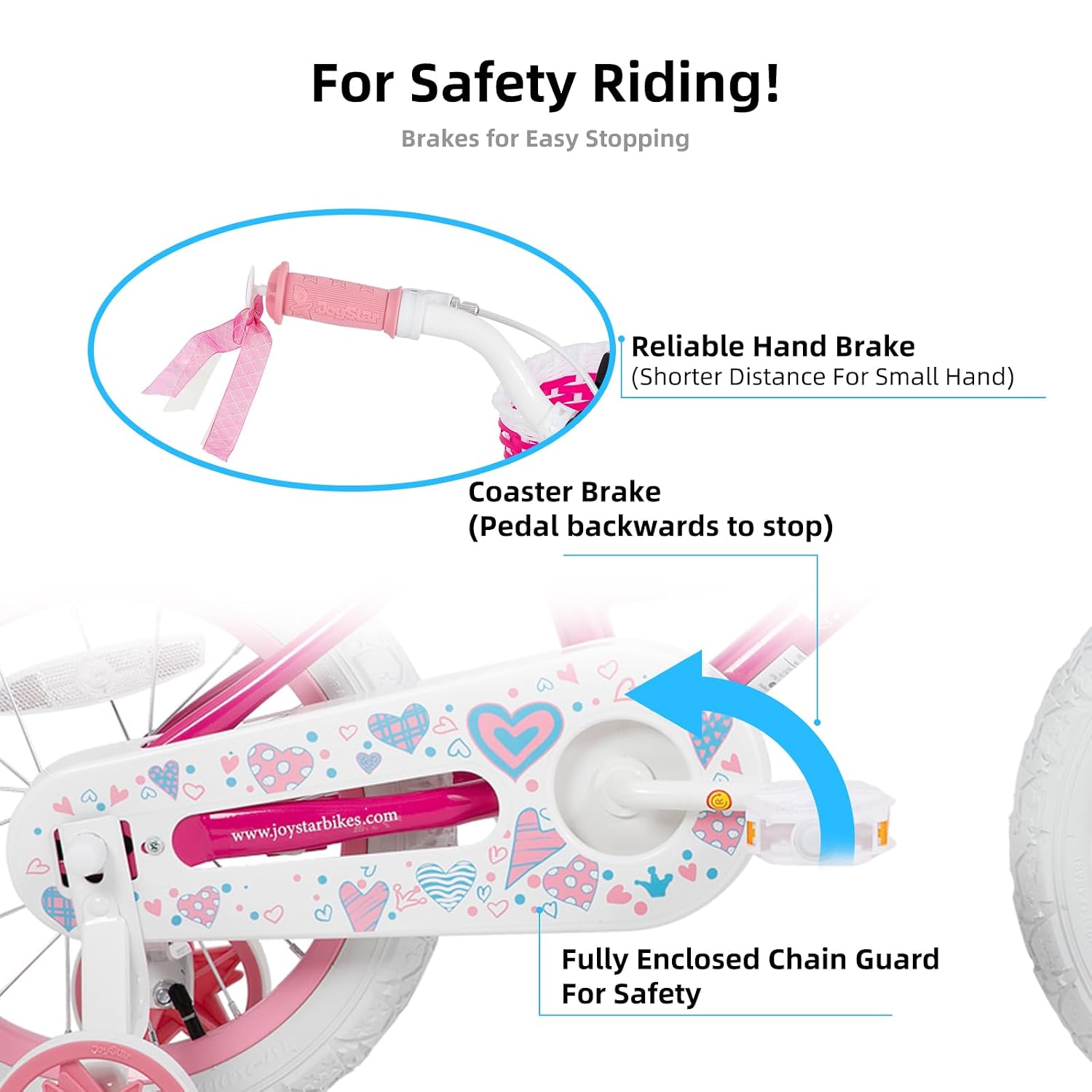 JOYSTAR Angel Girls Bike for Toddlers and Kids Ages 2-13 Years Old, 12 14 16 18 20 Inch Kids Bike with Training Wheels & Basket, 20 24 Inch Girls Bicycle with Handbrake & Kickstand 5 JOYSTAR Angel Girls Bike for Toddlers and Kids Ages 2-13 Years Old, 12 14 16 18 20 Inch Kids Bike with Training Wheels & Basket, 20 24 Inch Girls Bicycle with Handbrake & Kickstand - Image 3