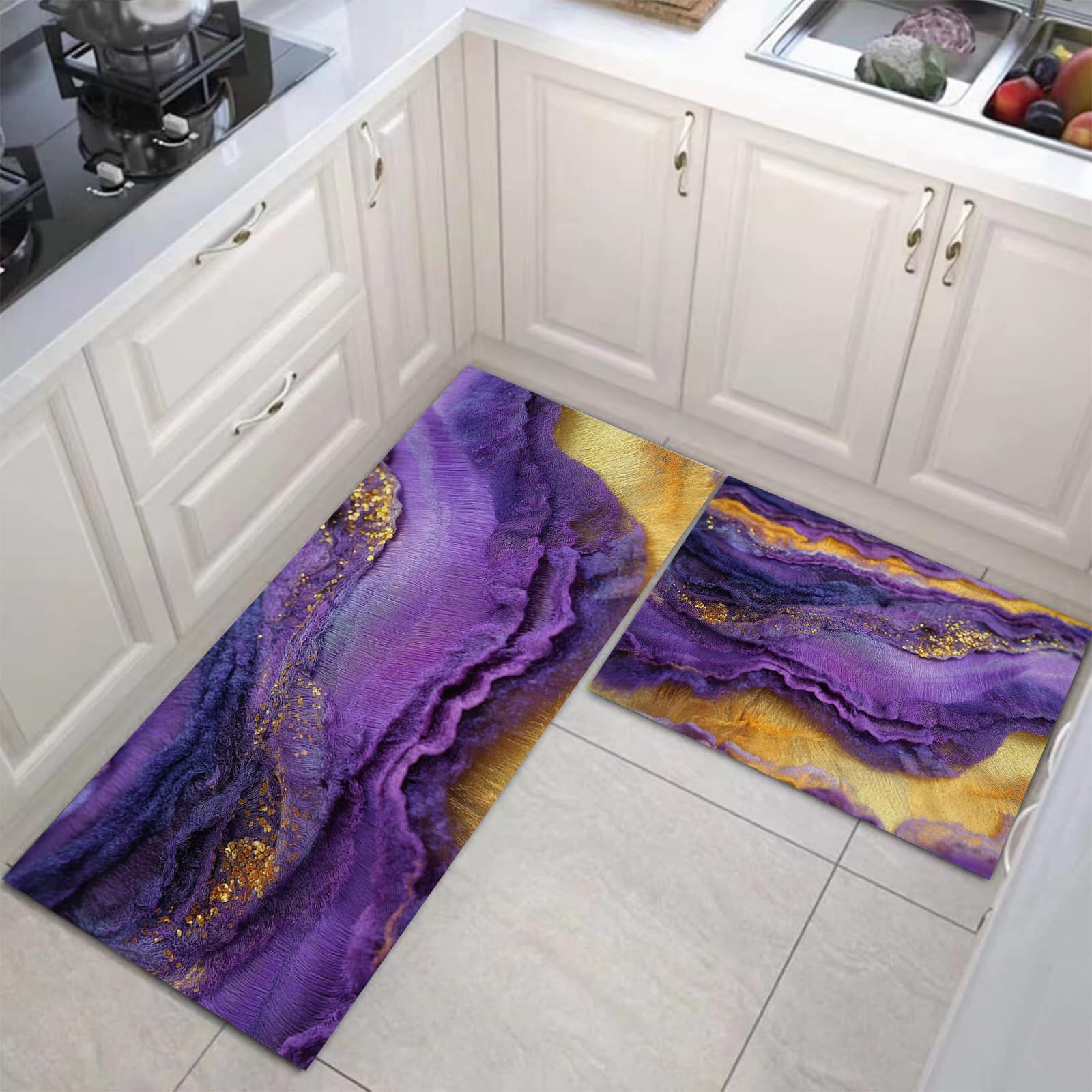 Tapis de cuisine lavable antidérapant grand format art abstrait