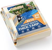 Vista 16 de Lona de alta resistencia impermeable 10x12 pies, lona negra de plástico de poliéster para cubierta al aire libre, lluvia de emergencia, techo