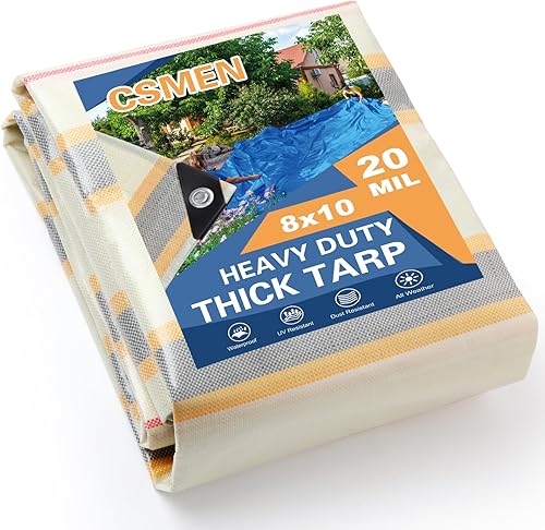 Miniatura 16 de Lona de alta resistencia impermeable 10x12 pies, lona negra de plástico de poliéster para cubierta al aire libre, lluvia de emergencia, techo