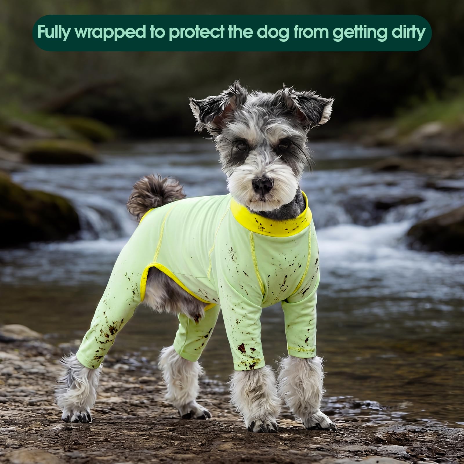 Kuoser Pijama para perros, UPF50+ chaleco refrigerante elástico para perro, verde, XS | Pijama de perro transpirable con 4 patas para perros pequeños, protección solar, camiseta para cachorros al aire libre